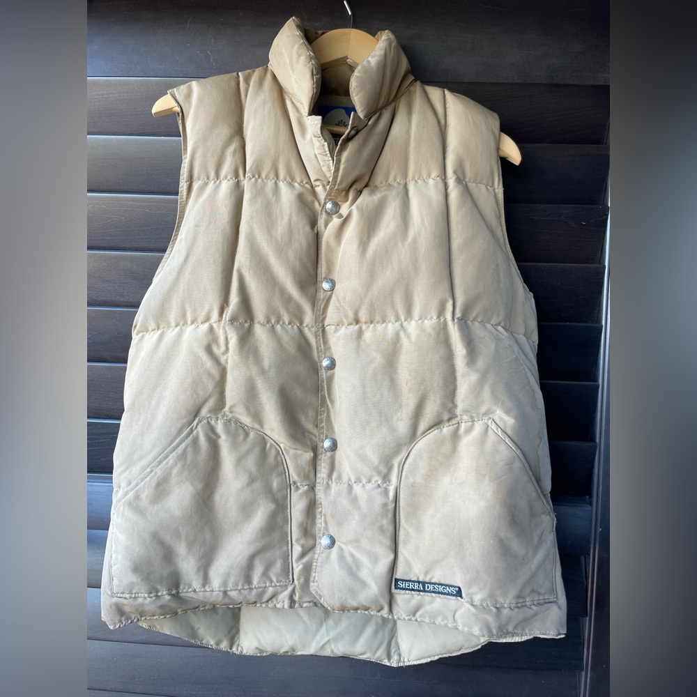 Vintage Sierra Designs Medium Puffer Vest Tan 80s Made In The USA